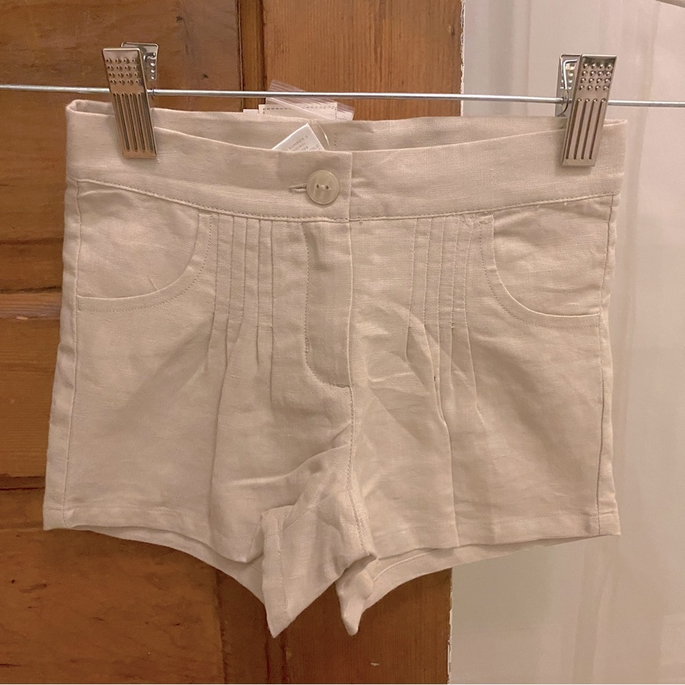 NWT Janie and Jack Linen Khaki Pleated Shorts with Adjustable Waist 2T